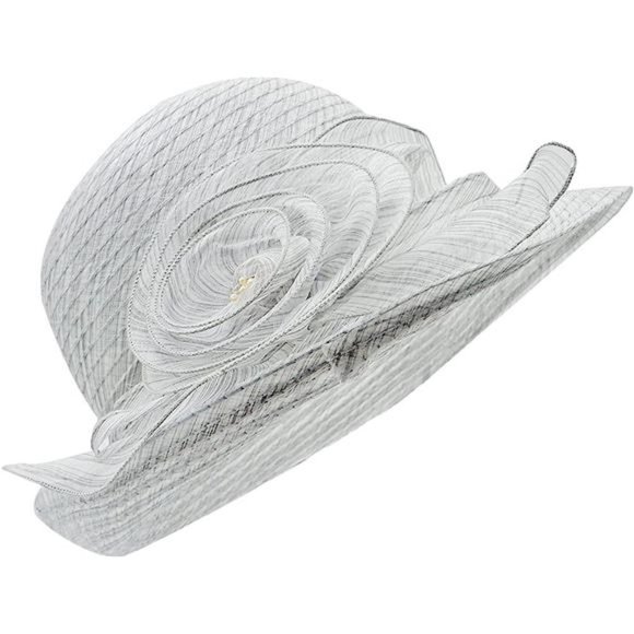 Women Organza Derby Church Wedding Hat Light Gray